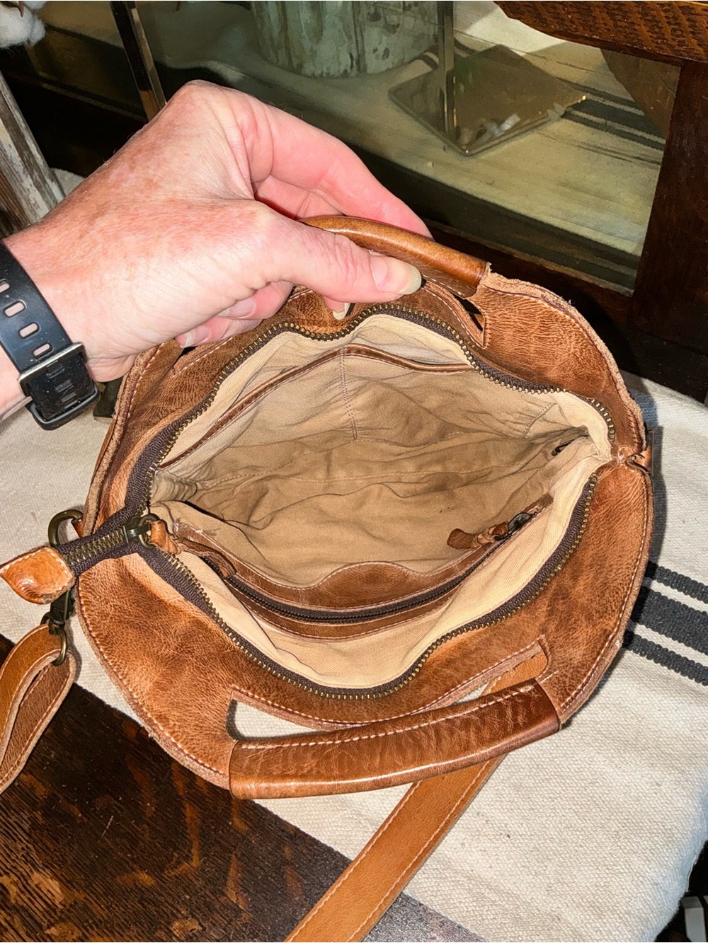 Bed Stu Leather Greenway Handbag Crossbody Bag Tan Rustic MSRP $265 - Picture 12 of 13